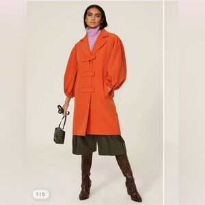 Tabby Cocoon Coat Peacoat Toccin orange size M 3/4 sleeves pointed collar
